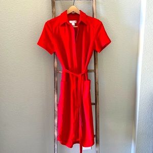 Red Shirt Dress w/ pockets!